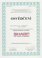 Osvědčení SHARP AR-M160 a AR-M205