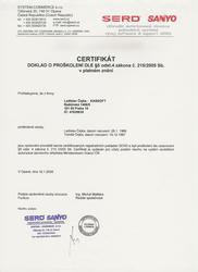 Certifikát Serd – autorizace servisního střediska